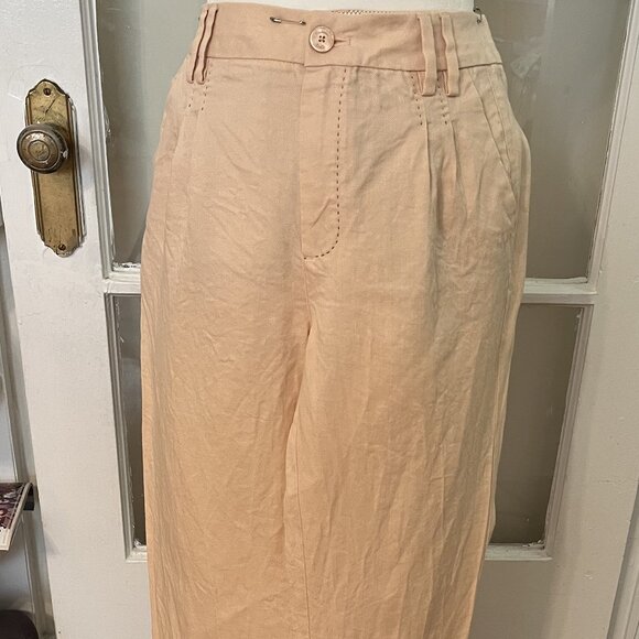NWOT Massimo Dutti 100% Linen Peach Ankle Pants - Picture 9 of 10